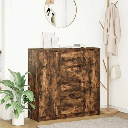 vidaXL - Dressoir - met - lades - 100,5x35x98,5cm - spaanplaat - gerookt - eikenhout