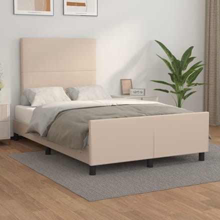 vidaXL - Bedframe - met - hoofdbord - kunstleer - cappuccinokleurig - 120x200 - cm