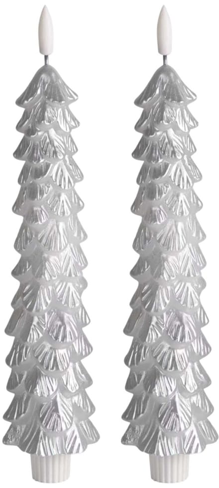LED Kerstboom Kaars Zilver - Set van 2 - Timerfunctie - Aifcandles