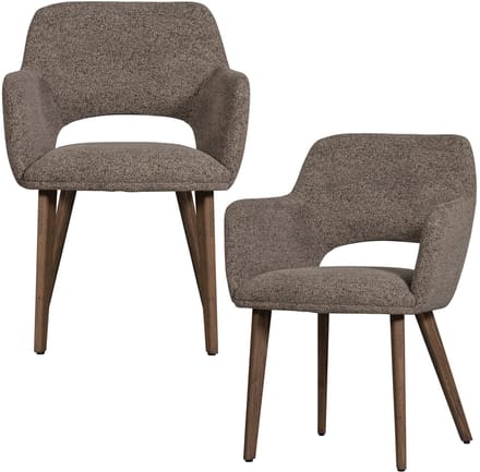 WOOOD Murat Eetkamerstoelen Houten Bruine Poot - Taupe - Set van 2