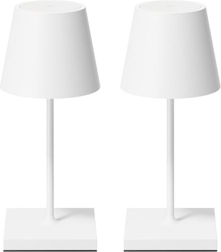 2 Stuks - Oplaadbare Tafellamp - Dimbaar - Aluminium - Bureaulamp - IP54 - 26CM - Wit