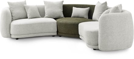 MASSIVMOEBEL24.DE woonsysteem / woonlandschap lichtgrijs / groen gemêleerd 100% polyester 252x174x80 cm SOFAS deels gemonteerd