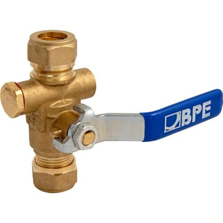 BPE stopkogelkraan met aftapgelegenheid 2x knel 22x22