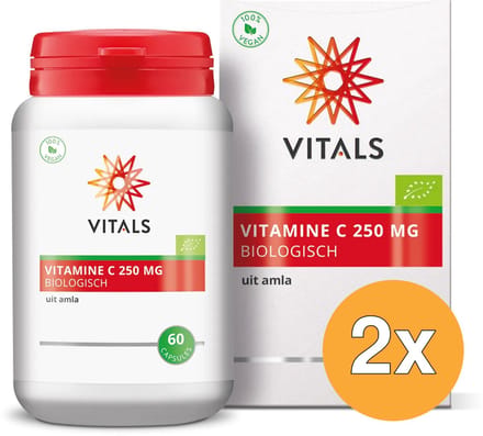 2x Vitals Vitamine C 250 mg Biologisch (60 capsules)