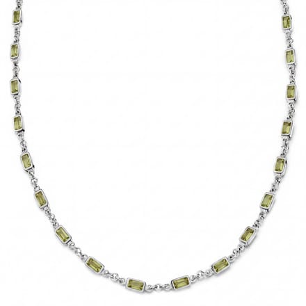Prism | Zilverkleurige ketting met peridotgroene stenen van kristalglas
