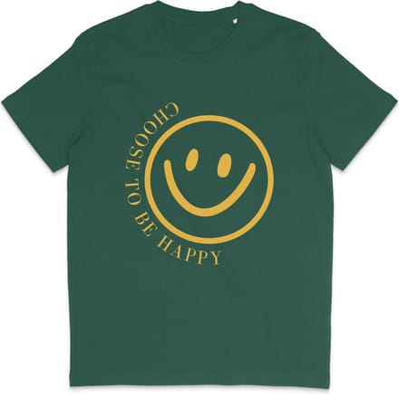 Grappig T Shirt Dames Heren - Choose to be Happy Smiley - Groen - S
