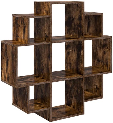 vidaXL - Wandplank - Gerookt - eiken - 90 - x - 25 - x - 90 - cm - Bewerkt - hout