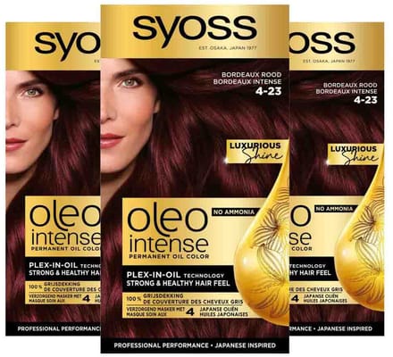 Syoss Oleo Intense - Haarverf - 4-23 - Bordeaux Rood - 115ml x 3