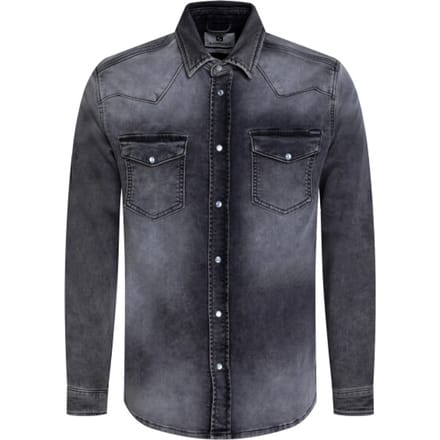 Gabbiano - Heren Overhemd Jogg Denim - 335734 - 204 Dark Grey