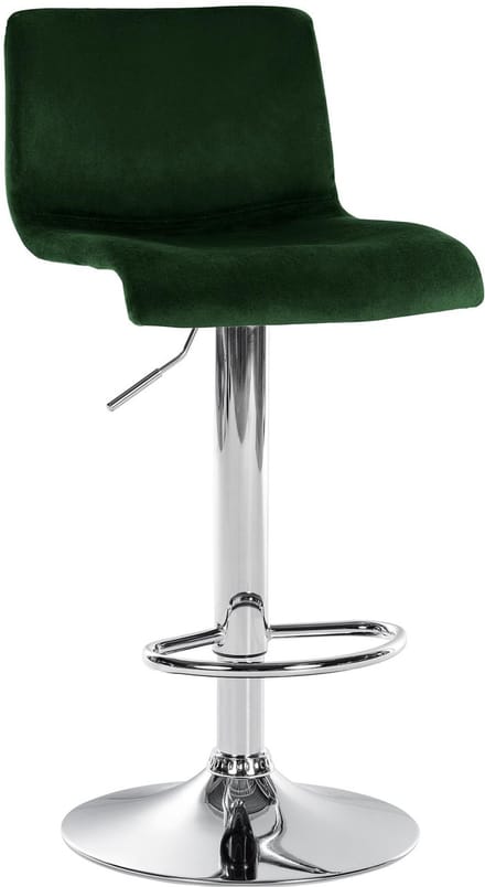 CLP Barkruk Hover - met rugleuning - verstelbaar - draaibar - metalen frame - fluweel - chroom/groen