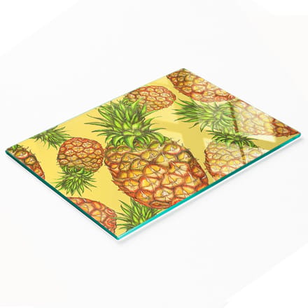 Serveerplank van gehard glas met ananasafbeelding, 80x52 cm