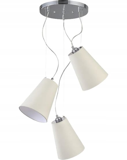 KASEL Hanglamp - 3x E27, 40W, Crième, Stijlvol & Modern