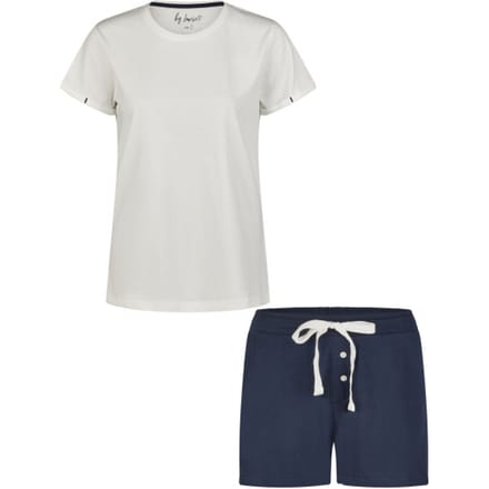 By Louise Essential Dames Korte Pyjama Set Shortama Off-white - Maat XL