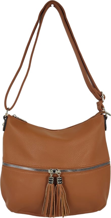 Flora&Co - schoudertas/crossbody tas - camel - instelbare draagriem