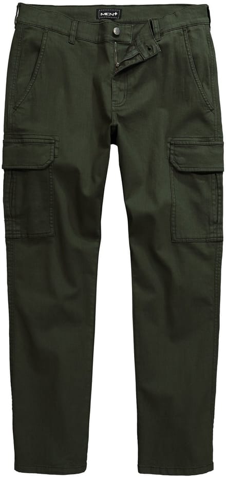 Men Plus - Heren - Cargobroek Buik-Fit Straight Fit - Olijfgroen - Maat 52