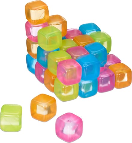 herbruikbare ijsblokjes - set van 36 - XXL - plastic - voor koele drankjes - vierkant - gekleurd