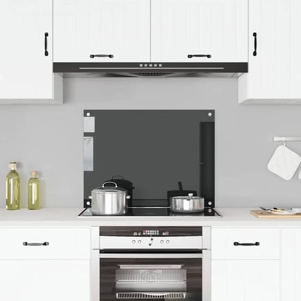 vidaXL - Spatscherm - keuken - 80x60 - cm - gehard - glas - zwart