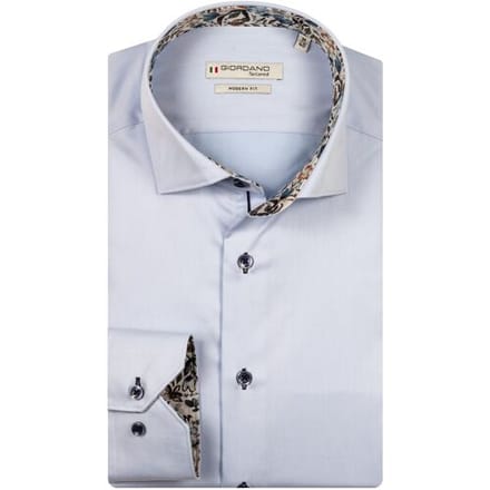 Giordano Overhemd Locarno Semi Cutaway Two-Ply Plain Twill Soft Blue / male