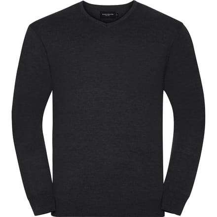 Russell Collection Heren Gebreid V Hals Sweatshirt (Houtskool mergel)