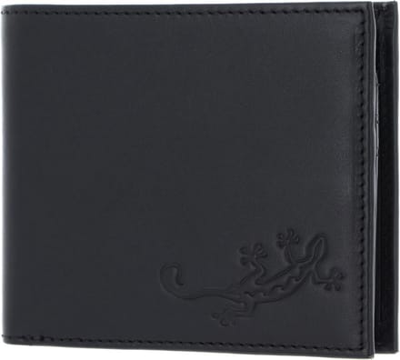 oxmox Leren portemonnee Leather Querscheinbörse Lizard Embossed Black zwart