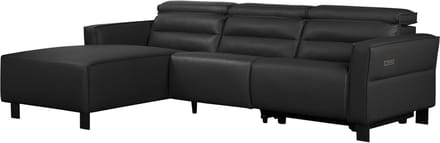 Carpari-Hoekbank - 3-Zits Elec. Relax - Zwart PU