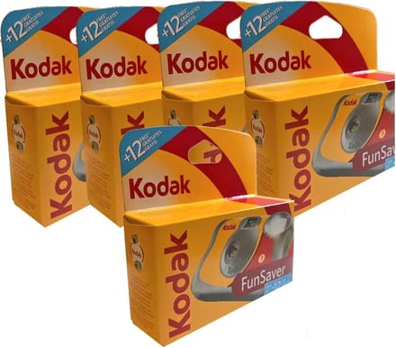 Kodak Fun Saver Wegwerpcamera met Flits 27+12 Opnamen (5 Stuks)