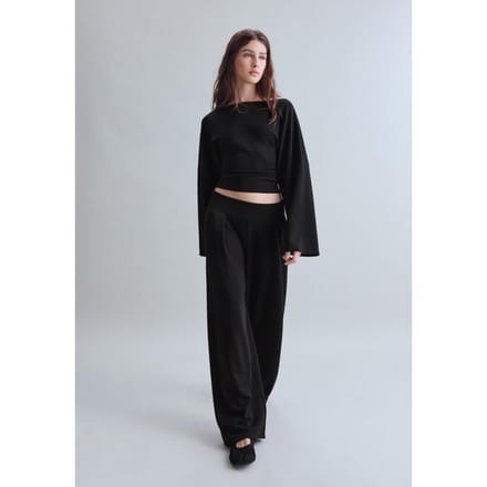 Stradivarius Asymmetrische sweater met plooien en zachte touch  Zwart S