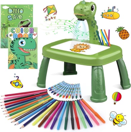 RVV® Tekenprojector Kinderen - Tekenprojector - Kinder Tekenprojector - met Tafeletje - Groen- 32cm x 32cm x 37cm