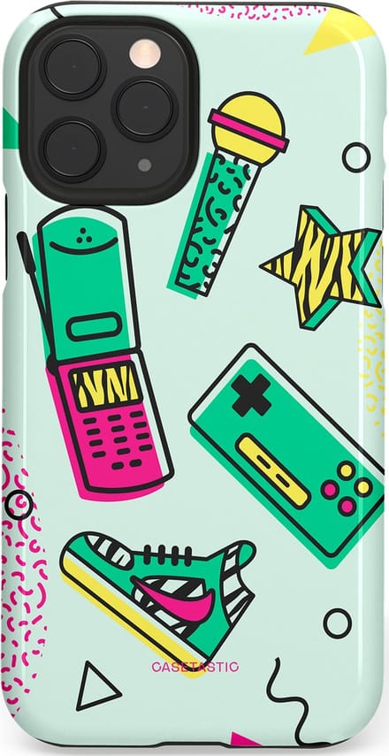 Casetastic hoesje geschikt voor Apple iPhone 11 Pro - Dubbellaagse bescherming - Retro 80s sneaker - Fashion Case - Wit Lichtgrijs Groen Lichtroze