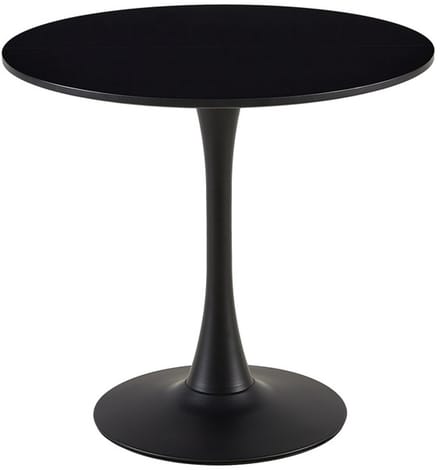 EGGREE Scandinavische moderne ronde eettafel - diameter 80 cm -Tweedelig bureaublad - zwart
