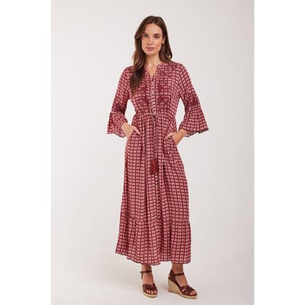 DIDI Dames Dress Swing Dark red Sunny print maat 48