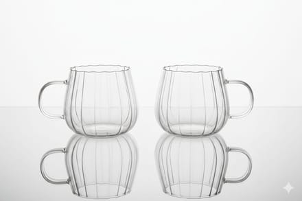 Bavary Timeless Glazen Mok – 350 ml – Set van 2 – Hittebestendig – Koffie & Thee – Luxe Ribbel Design