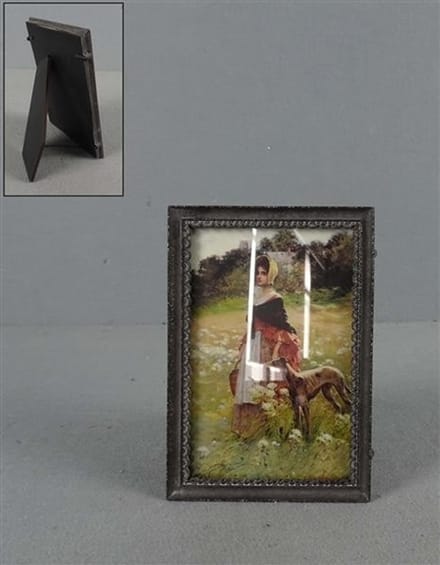 Fotolijstje ant. zilverkl. met schulprand 11,2x1,5x16,2cm