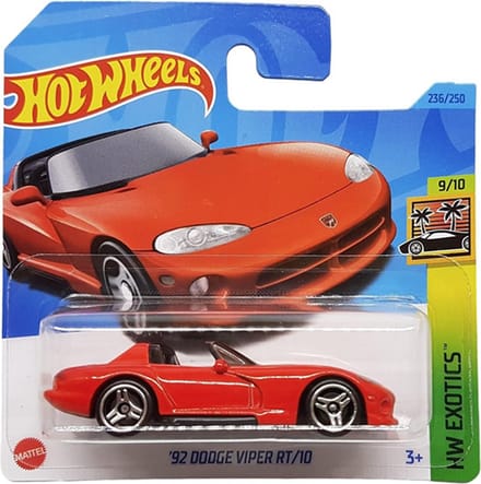 HOT WHEELS '92 DODGE VIPER RT/10 RACING ED 236/250 HW EXOTICS 9/10 SHORT CARD 2023