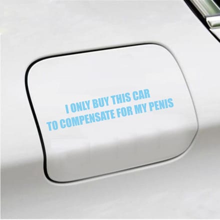 Bumpersticker - I Only Buy This Car - 3,5 X 19,6 - Licht Blauw