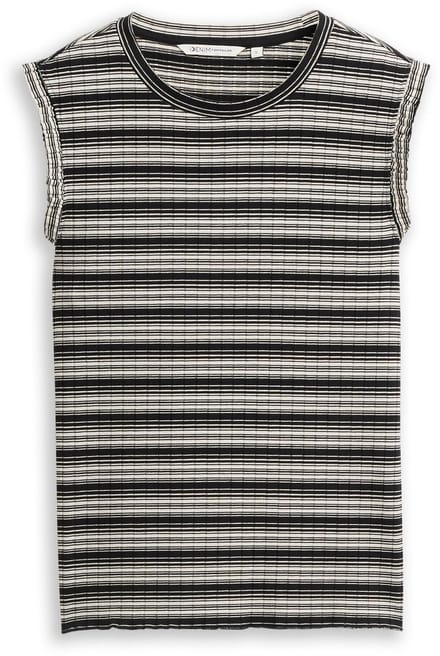 Tom Tailor Denim - Top met streepjesmotief - Maat XL - black white gradient stripe