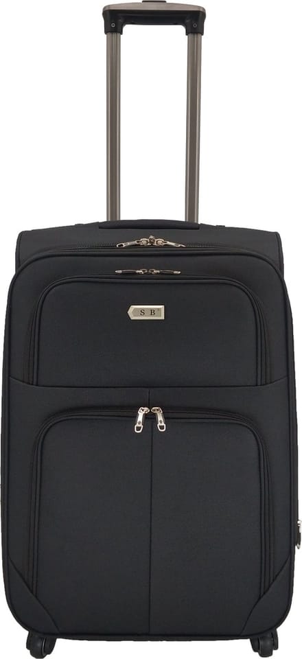 Bagage stoffen koffer 65cm 4 wielen trolley - Zwart