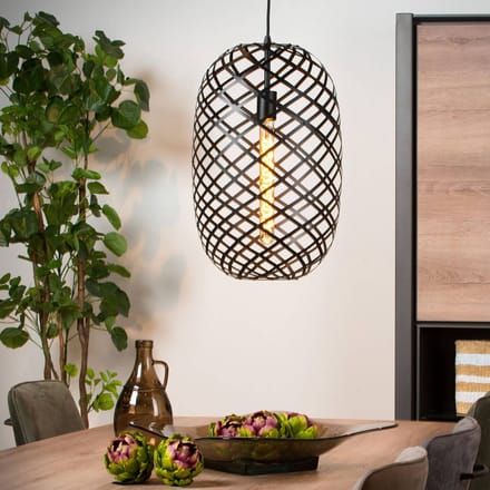Lucide WOLFRAM - Hanglamp - Ø 32 cm - 1xE27 - Zwart