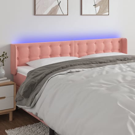 vidaXL - Hoofdbord - LED - 203x16x78/88 - cm - fluweel - roze