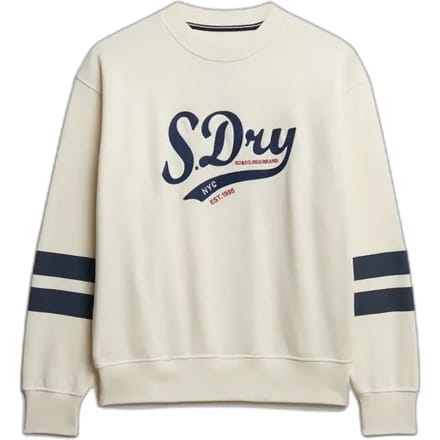 Superdry Varsity Script Boxy Crew Sweatshirt Crème Grootte: 38