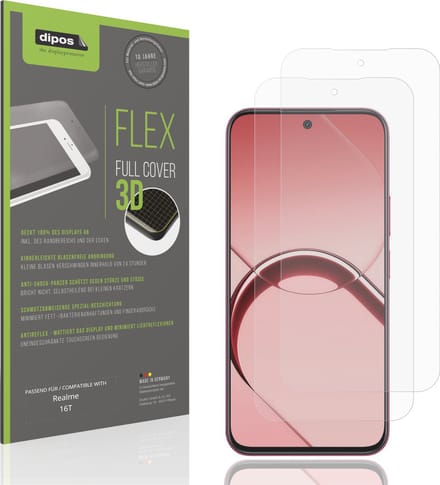 dipos FLEX – 2x Matte Screenprotector geschikt voor Realme 16T | Volledige Schermbescherming | Case-Friendly