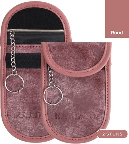 Kaaiman® Faraday 2 RFID Beschermhoezen – Autosleutel Antidiefstal – Keyless Entry & RFID Beveiliging - Rood