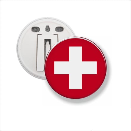 Button Met Clip 58 MM - Vlag Zwitserland