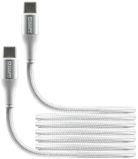 A-DAPT® USB-C naar USB-C kabel 2 m - PRO-uitvoering - wit - data- en laadkabel