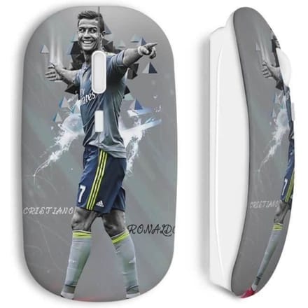 Draadloze Muis - MANIACASE - Cristiano Ronaldo - Grijs - Compatibel met Mac en PC - USB
