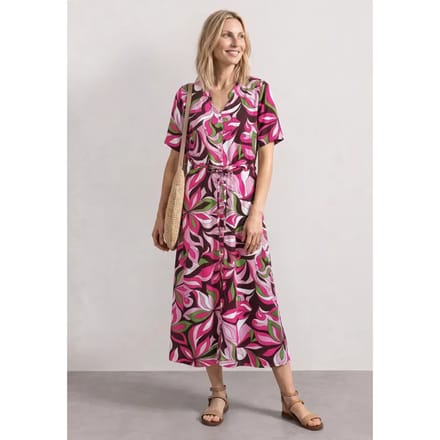 Midi-jurk met V-hals en print