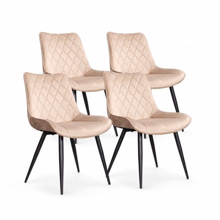 DS4U® - Benito eetkamerstoel - Set van 4 - Champagne - Velvet
