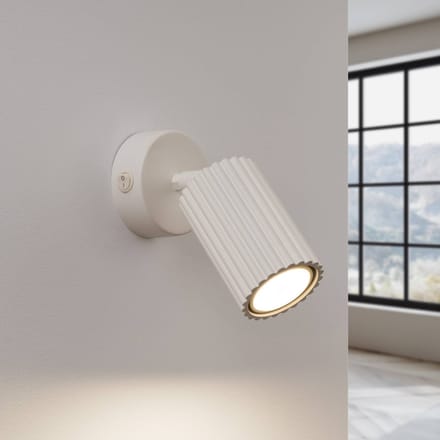 SOLLUX LIGHTING Wandspot carbon, beige, projectie 16 cm, schakelaar, aluminium