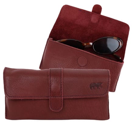 Bear Design Weta Leren Brillenkoker - Bordeaux Rood