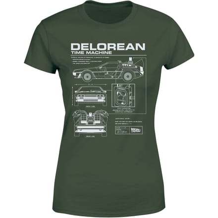 Back To The Future Delorean Schematic Women's T-Shirt - Green - S